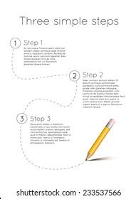 Three Simple Steps Template With Pencil On White Stock Vector Three Simple Steps Template With Pencil On White Stock Vector