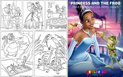 Tiana And Frog Coloring Page Etsy
