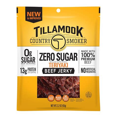Tillamook Country Smoker Zero Sugar Teriyaki Beef Jerky 2 2Oz 2 Bags
