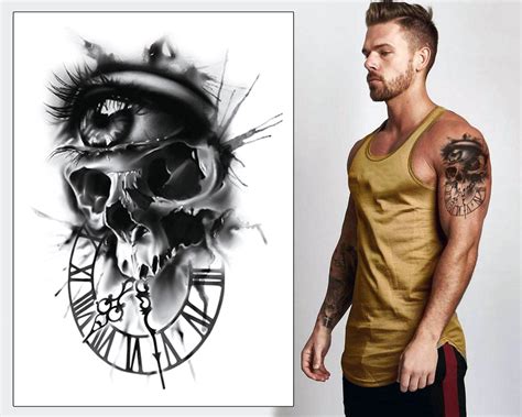 Time Of Death Temporary Tattoo Transfer Skull Clock Eye Black Waterproof Realistic Arm Leg Thigh Back Body Art Sticker Mens Womens Kids Etsy Time Of Death Temporary Tattoo Transfer Skull Clock Eye Black Waterproof Realistic Arm Leg Thigh Back Body Art Sticker Mens Womens Kids Etsy