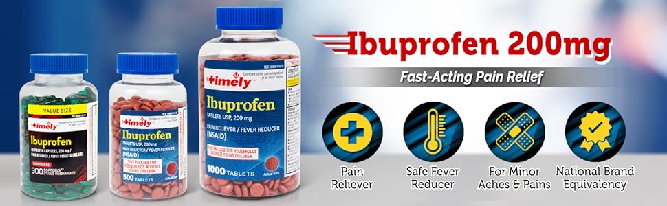 Timely Ibuprofen 200Mg 500 Tablets Pain Fever Relief Comparable