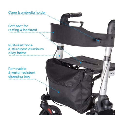 Titan Deluxe Rollator Walker With Seat Combo Mobility Aid