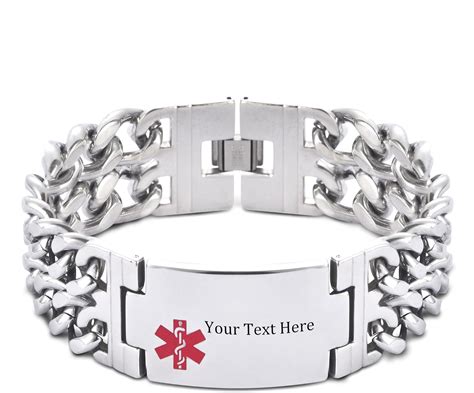 Titanium Medical Id Bracelets For Men Free Engraving Emergency Medical