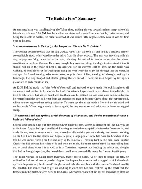 To Build a Fire Summary