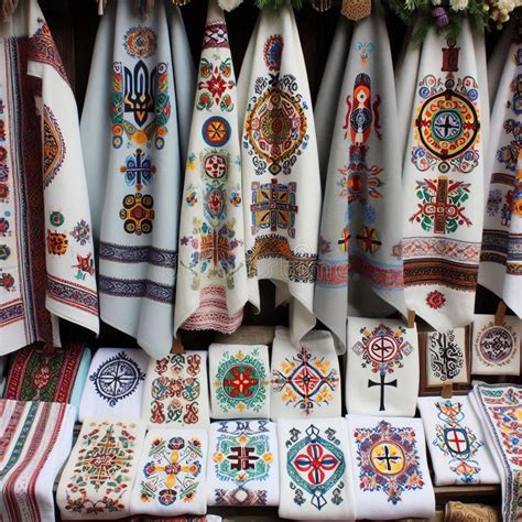 Towels Shirts And Aprons Adorned With Symbols To Ward Off Evil Stock