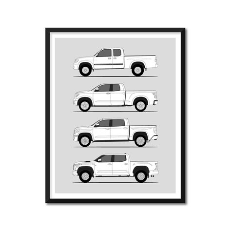 Toyota Tundra Generations History And Evolution Poster Side Profile Custom Car Posters