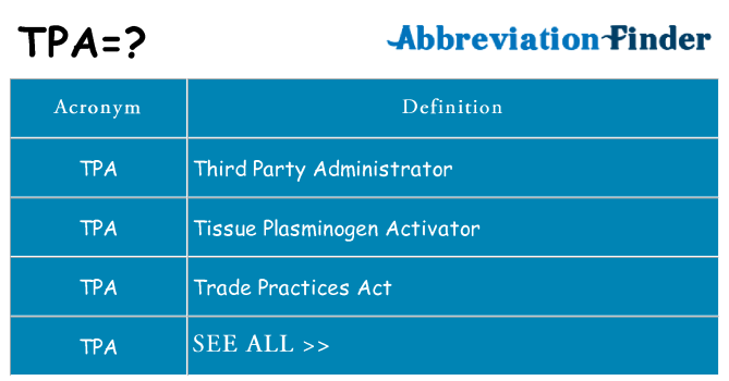 Tpa Medical Abbreviation