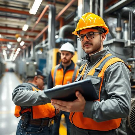 Trabajador Ingeniero En Uniforme De Seguridad Caminando Y Revisando La M Quina De La F Brica