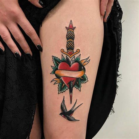 Traditional Heart And Dagger By Ukasz Krupi Ski Tattoogrid Net Traditional Heart And Dagger By Ukasz Krupi Ski Tattoogrid Net