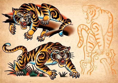 Traditional Tiger Tattoo Flash Printable Calendars At A Glance
