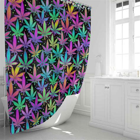 Transform Your Bathroom With A Vibrant Purple Weed Leaf Shower Curtain