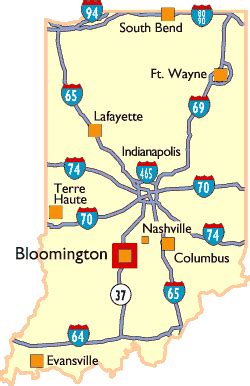 Travel Map Bloomington Nashville Indiana