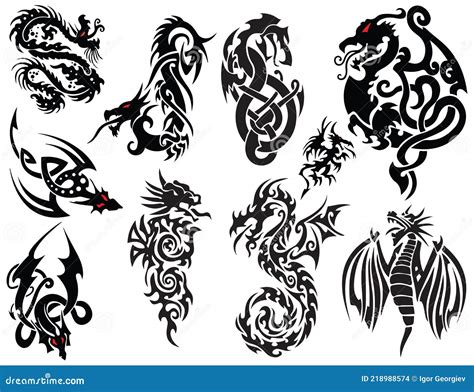 Tribal Dragon Tattoo Flash