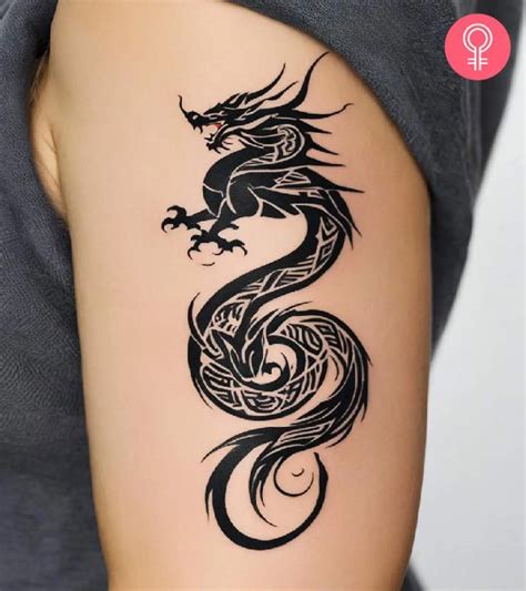 Tribal Dragon Tattoo With Color