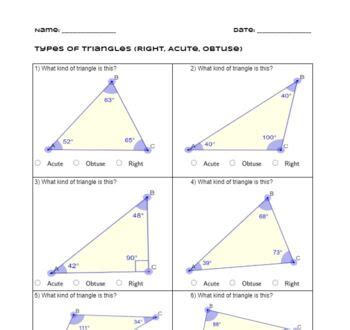 Types Of Triangles Right Acute Obtuse 1 Free By The Cdn Teacher