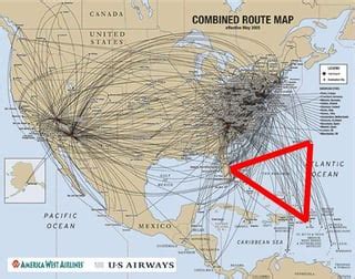 U S Air Routes With Bermuda Triangle R Mapporn