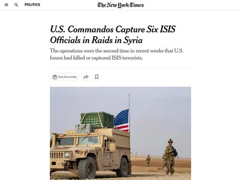 U S Commandos Capture Six Isis Officials In Raids In Syria The New