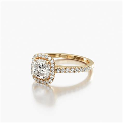 U00 James Allen Yellow Gold Cushion Outline Pave Cushion Cut Engagement