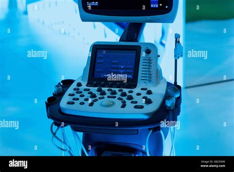 Ultrasound Hi Tech Medical Scanner With Two Monitors Stock Photo Alamy