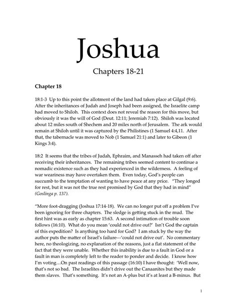 United In The Word March 9 Bible Reading Joshua Chapters 16 18