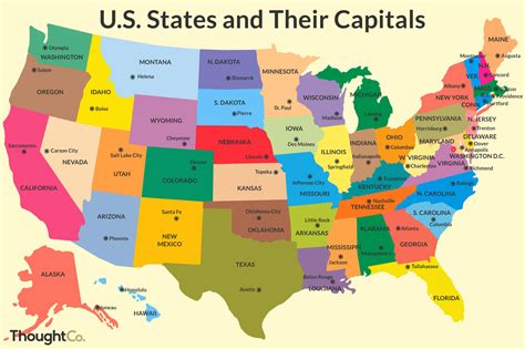 United States Map With States And Capitals Printable