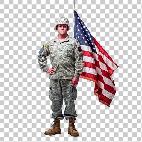 United States Of America Flag And Soldier Premium Ai Generated Psd