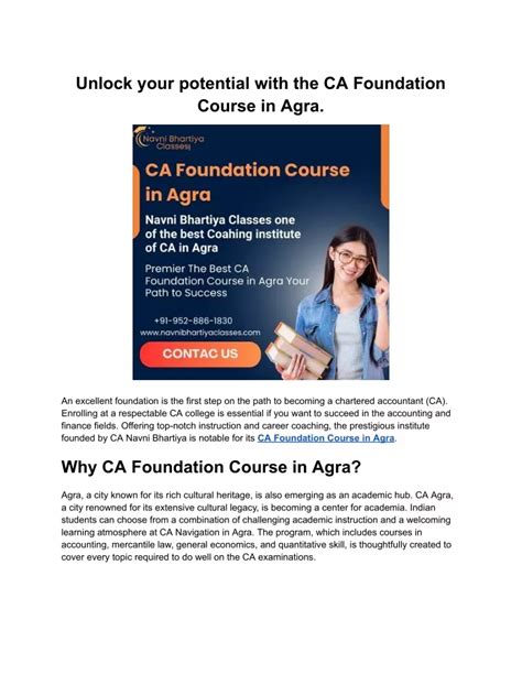 Unlock Your Career Potential With The Ca Foundation Course By