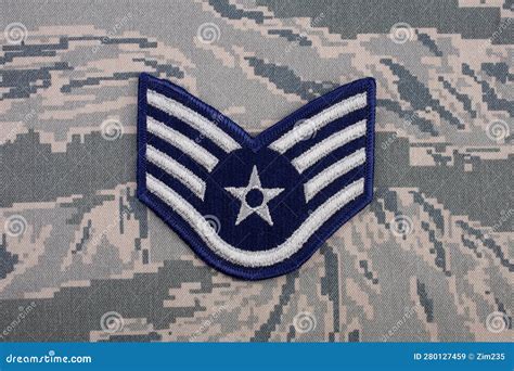 Us Air Force Staff Sergeant Rank Patch On Desert Uniform Stock Photo