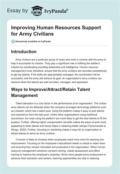 Us Army S Human Resources And Knowledge Management 1158 Words Essay Example