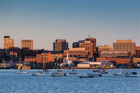Usa Maine Skyline From South Portland Photograph By Walter Bibikow Fine Art America
