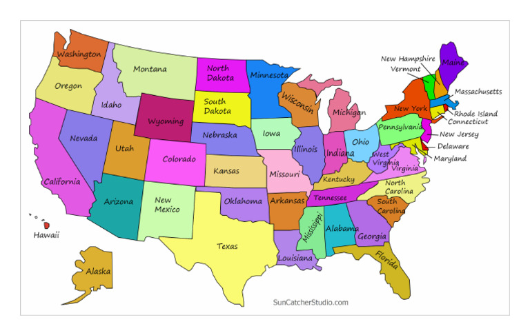 Usa Map With States Names And Capitals