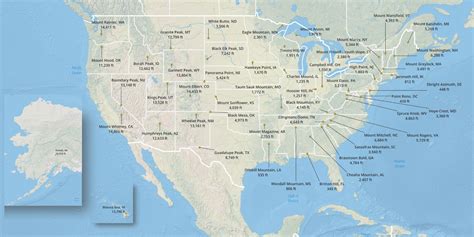 Usa State High Points Map Mountain Map State Highest Peak Map Nomadic Spices