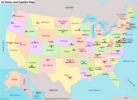 USA States and Capitals Map Guide