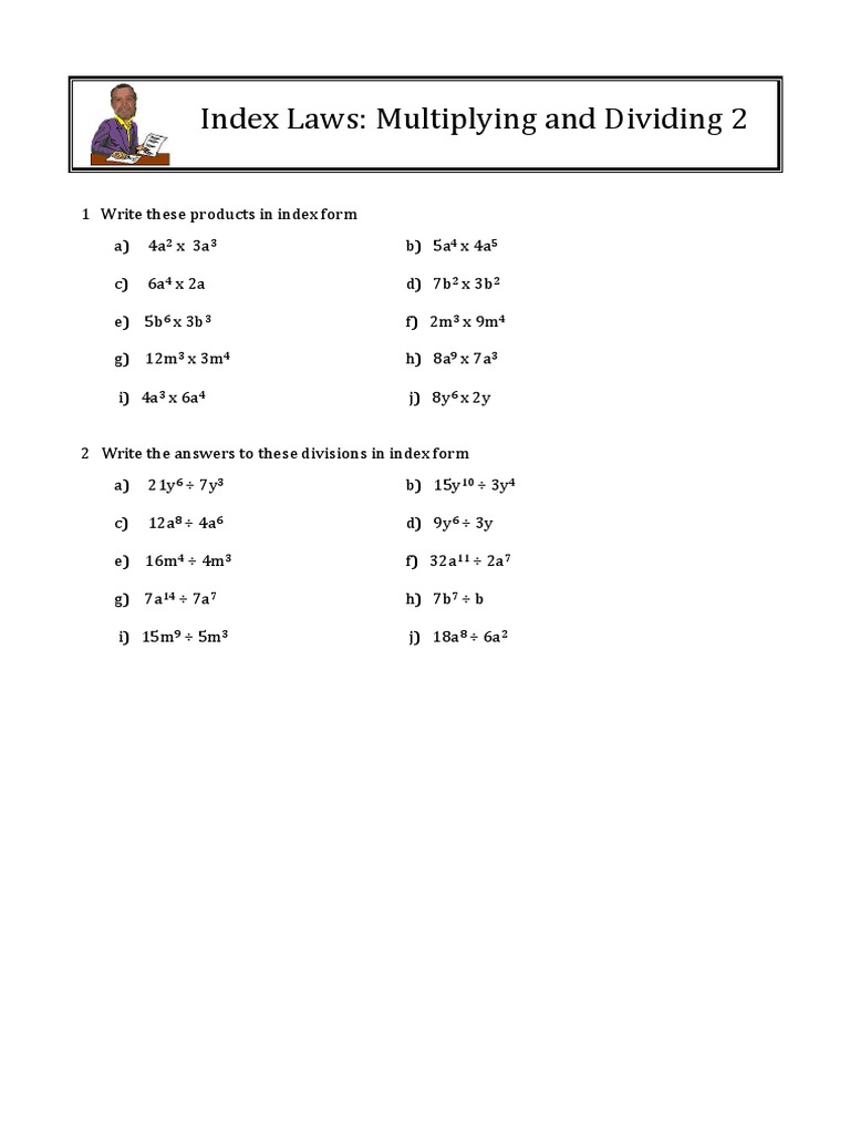 Using Index Laws Multiplying Terms Dividing Terms Ppt Download