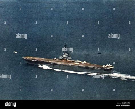 Uss Lexington Cva 16 Launches Planes In 1957 Stock Photo Alamy