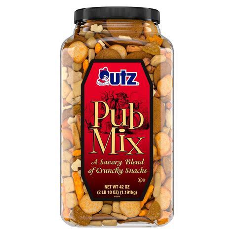 Utz Pub Mix 42 Oz Barrel Savory Snack Mix With A Blend Of Crunchy Flavors For A Tasty Party Snack Resealable Container Trans Fat Free And Kosher Certified Walmart Com