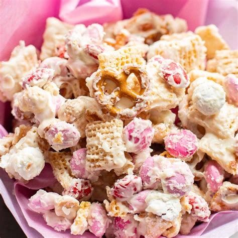 Valentine Chex Mix Snack Recipe How To Make Pink Puppy Chow 3 Boys
