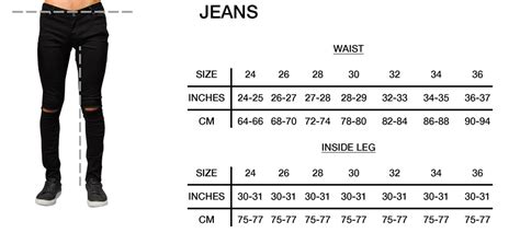 Vanity Jeans Size Chart Greenbushfarm Com