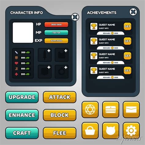 Vector Game Template Gui Kit Game Graphical User Interface Gui For