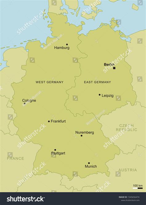 Vector Map East West Germany Important Stock Vector Royalty Free
