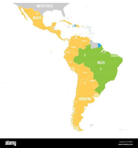 Vector Map Of Latin America With Differently Highlighted Language