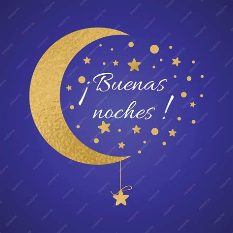 Vector Postcard With Text Good Night In Spanish Language Wishing Card