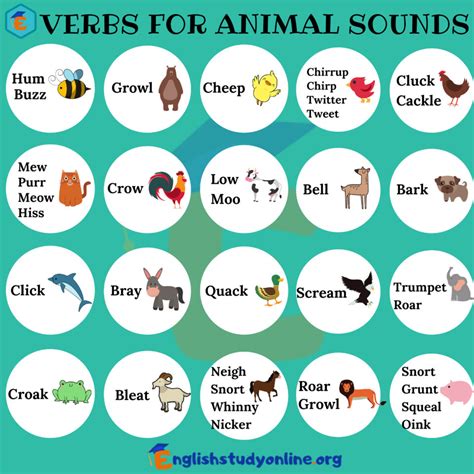 Verbs For Animal Sounds In English English Study Online Animal