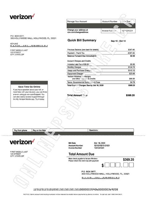 Verizon Phone Bill Template Verizon Phone Bill Template