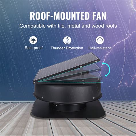 Vevor 22 In Solar Attic Fan 40 W 1230 Cfm Large Air Flow Solar Roof Vent Fan Weatherproof Wall Fan With 110V Smart Adapter