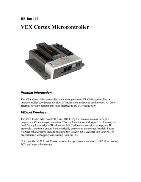 Vex Field Control User Manual Vex Library