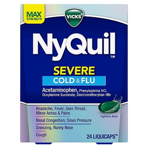 Vicks Nyquil Severe Max Strength Cold Flu Nighttime Relief Liquicaps