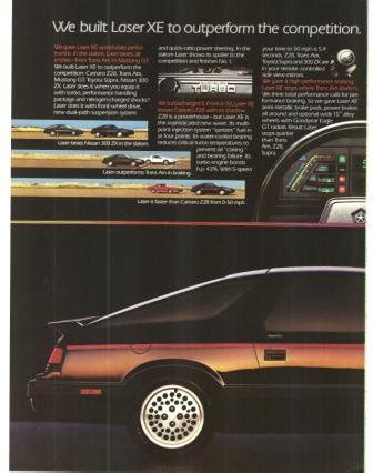 Vintage 1983 Chrysler Laser Xe Sports Car 2 Page Magazine Print Ad Ebay