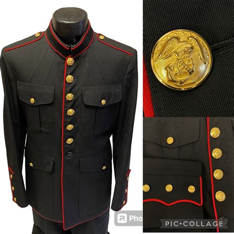 Vintage 80 S Usmc Military Dress Blues Sport Coat Black Wool Gabardine 2312 Jacket Marines Uniform Blazer 40 S Etsy