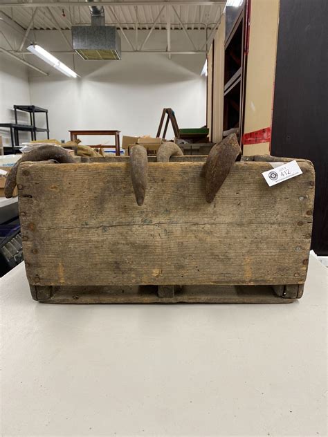 Vintage Coke Box And 6 Antique Hooks